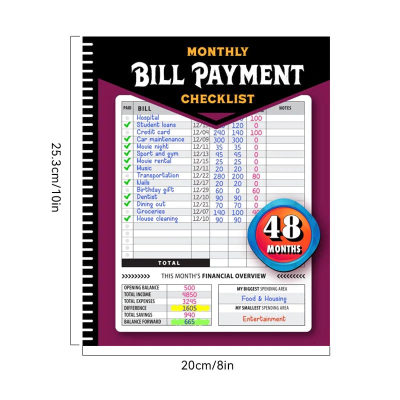 🔥Last 48 hours 57% OFF -Bill Payment Management Book