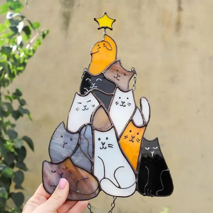 🔥LAST DAY 50% OFF - 😻Cat Christmas Tree Suncatcher Ornament