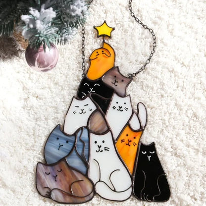 🔥LAST DAY 50% OFF - 😻Cat Christmas Tree Suncatcher Ornament
