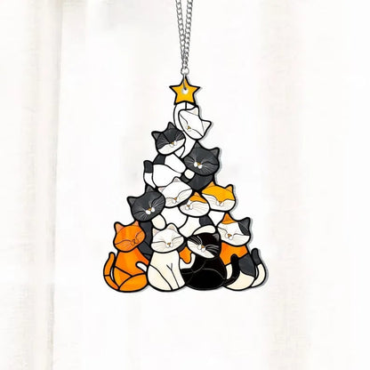 🔥LAST DAY 50% OFF - 😻Cat Christmas Tree Suncatcher Ornament