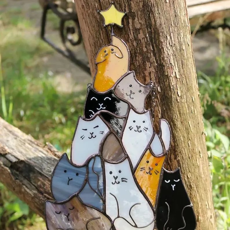 🔥LAST DAY 50% OFF - 😻Cat Christmas Tree Suncatcher Ornament