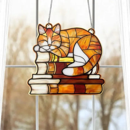 🔥🎄2024 Christmas Gift 50% OFF - 😺📚✨Cat Book Suncatcher Ornament